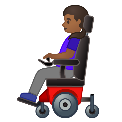 Woman in Motorized Wheelchair: Medium-Dark Skin Tone, the design in this release