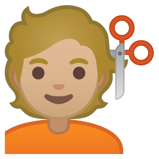 Person Getting Haircut: Medium-Light Skin Tone, the design in this release