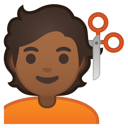 Person Getting Haircut: Medium-Dark Skin Tone, the design in this release