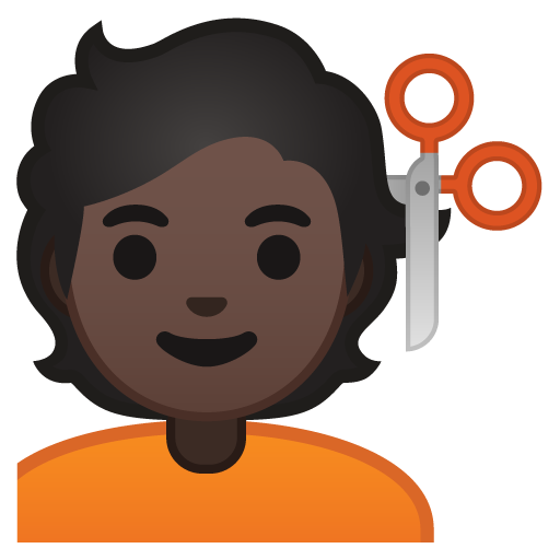 Person Getting Haircut: Dark Skin Tone, the design in this release