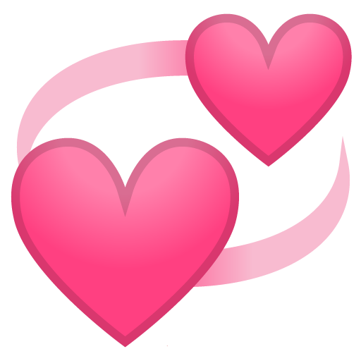 Revolving Hearts as drawn by Google in Android 10.0