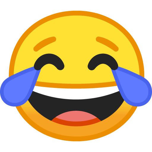 Face with Tears of Joy as drawn by Google in Android 10.0