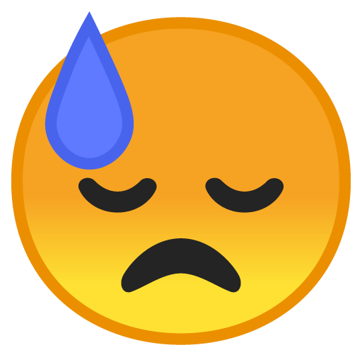 Downcast Face with Sweat as drawn by Google in Android 10.0