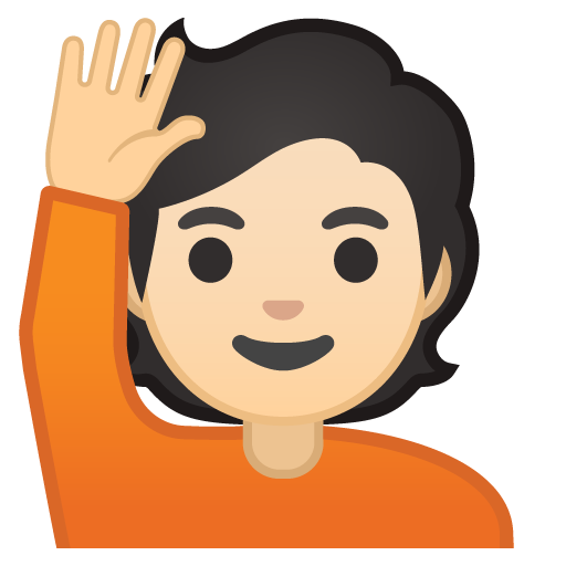 Person Raising Hand: Light Skin Tone, the design in this release