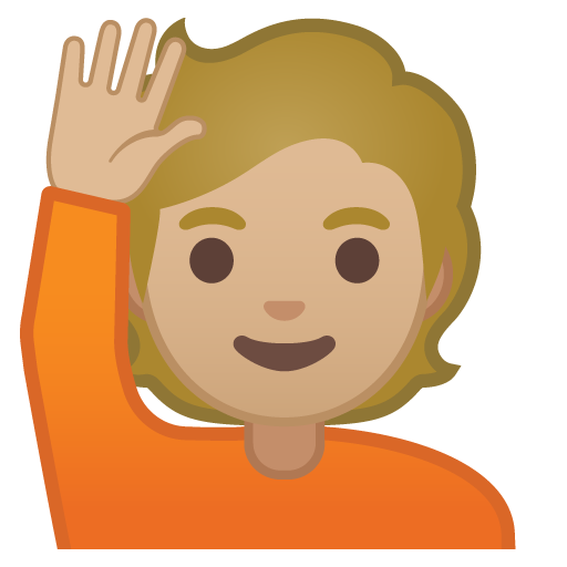 Person Raising Hand: Medium-Light Skin Tone, the design in this release