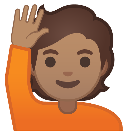 Person Raising Hand: Medium Skin Tone, the design in this release