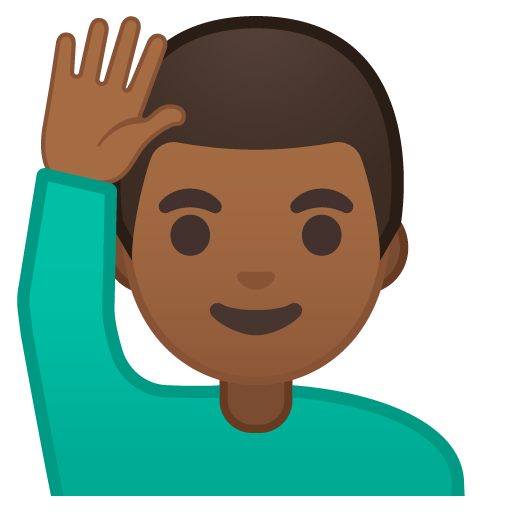 Man Raising Hand: Medium-Dark Skin Tone, the previous design