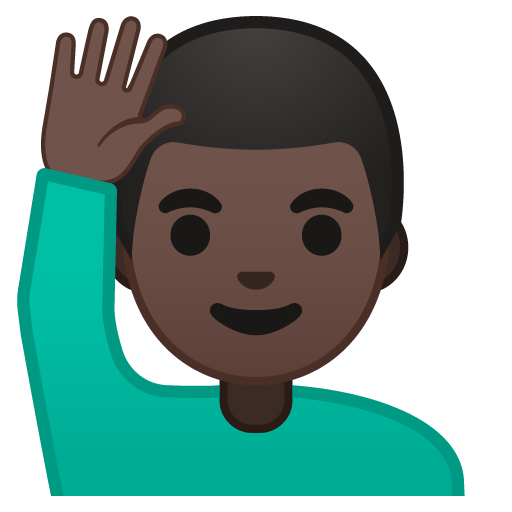 Man Raising Hand: Dark Skin Tone, the previous design