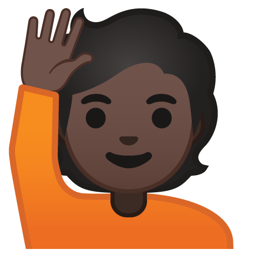 Person Raising Hand: Dark Skin Tone, the design in this release