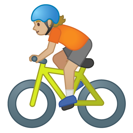 Person Biking: Medium-Light Skin Tone, the design in this release