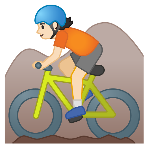 Person Mountain Biking: Light Skin Tone, the design in this release