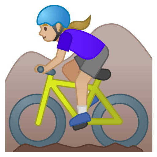 Woman Mountain Biking: Medium-Light Skin Tone, the design in this release