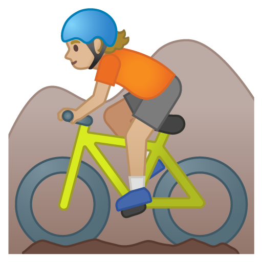 Person Mountain Biking: Medium-Light Skin Tone, the design in this release
