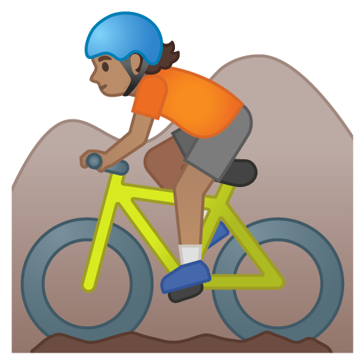 Person Mountain Biking: Medium Skin Tone, the design in this release