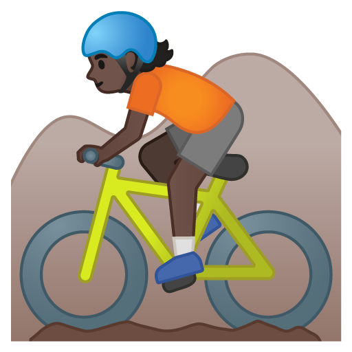Person Mountain Biking: Dark Skin Tone, the design in this release
