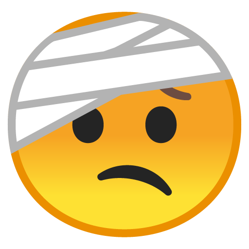 Face with Head-Bandage as drawn by Google in Android 10.0