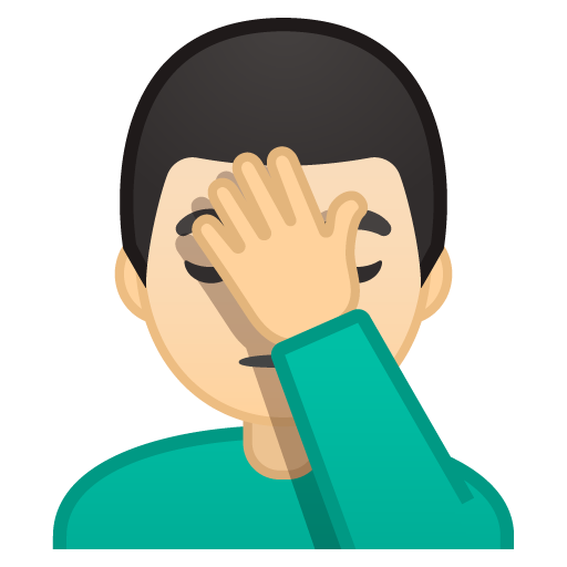 Man Facepalming: Light Skin Tone, the previous design