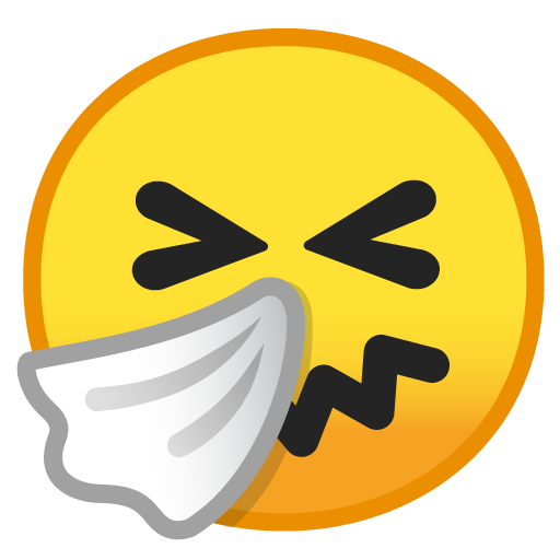 Sneezing Face as drawn by Google in Android 10.0