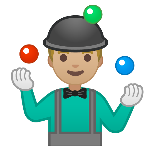 Man Juggling: Medium-Light Skin Tone, the design in this release