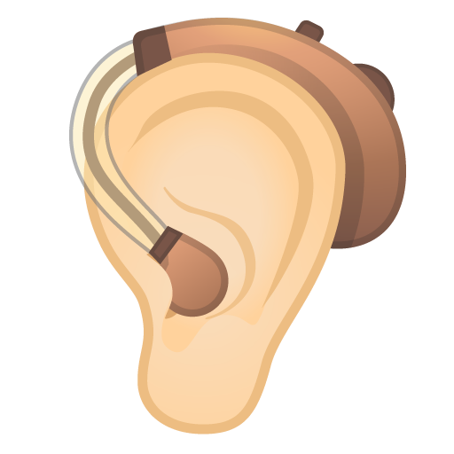 Ear with Hearing Aid: Light Skin Tone, the design in this release