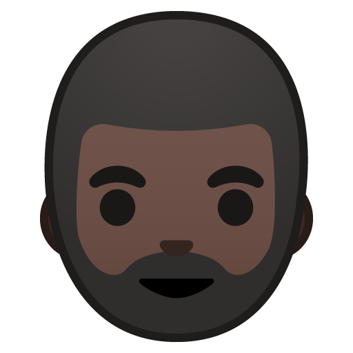 Person: Dark Skin Tone, Beard, the previous design