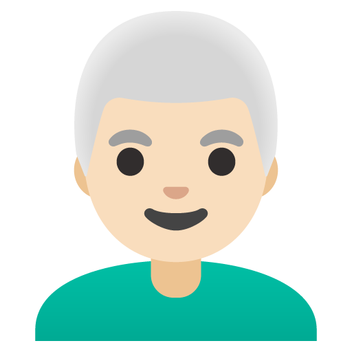 Man: Light Skin Tone, White Hair, the design in this release