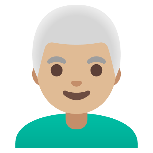 Man: Medium-Light Skin Tone, White Hair, the design in this release