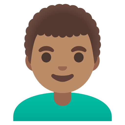 Man: Medium Skin Tone, Curly Hair, the design in this release