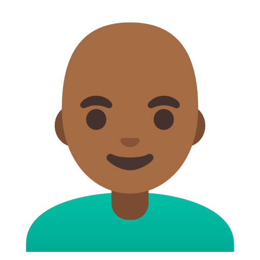 Man: Medium-Dark Skin Tone, Bald, the design in this release