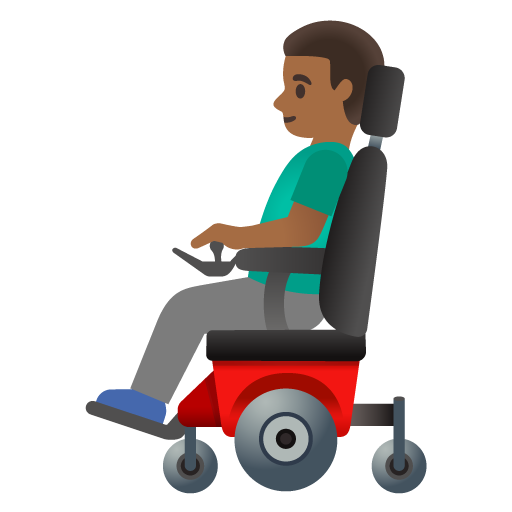 Man in Motorized Wheelchair: Medium-Dark Skin Tone, the previous design