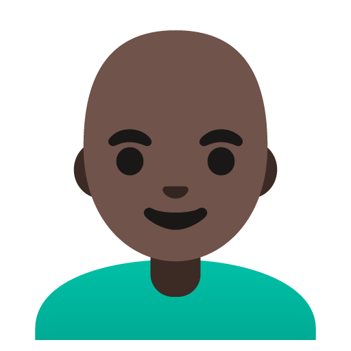 Man: Dark Skin Tone, Bald, the design in this release