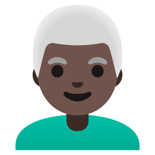 Man: Dark Skin Tone, White Hair, the design in this release