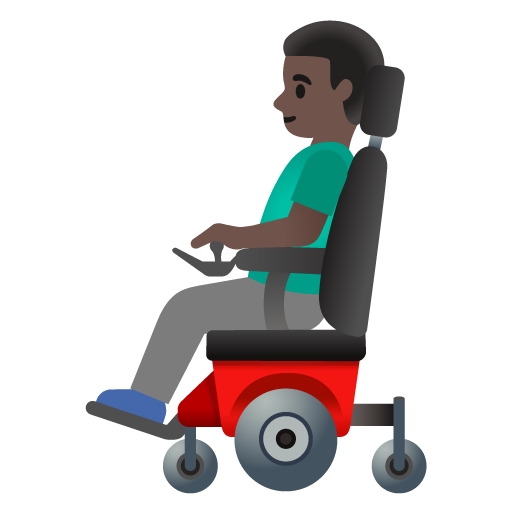 Man in Motorized Wheelchair: Dark Skin Tone, the previous design