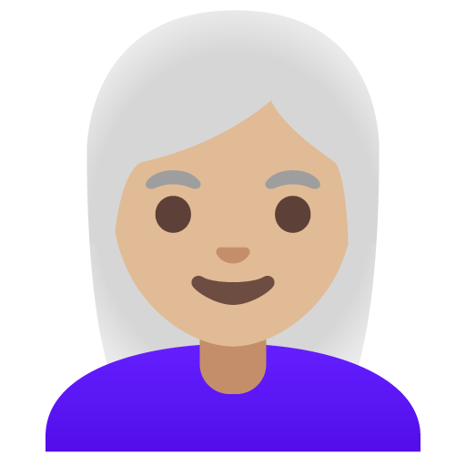 Woman: Medium-Light Skin Tone, White Hair, the design in this release