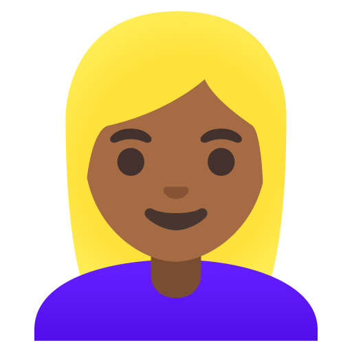 Woman: Medium-Dark Skin Tone, Blond Hair, the design in this release
