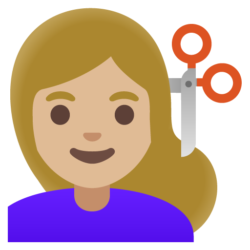 Woman Getting Haircut: Medium-Light Skin Tone, the previous design