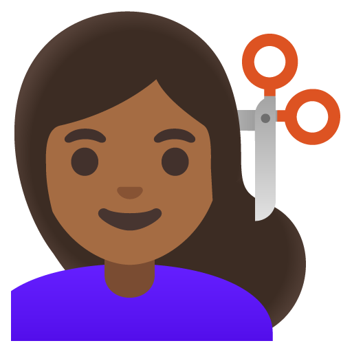 Woman Getting Haircut: Medium-Dark Skin Tone, the previous design