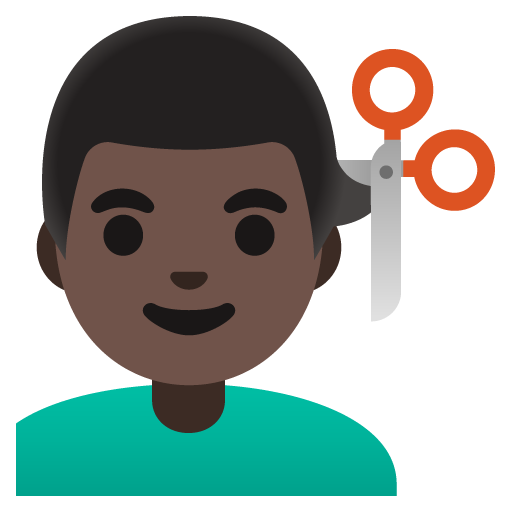 Man Getting Haircut: Dark Skin Tone, the previous design