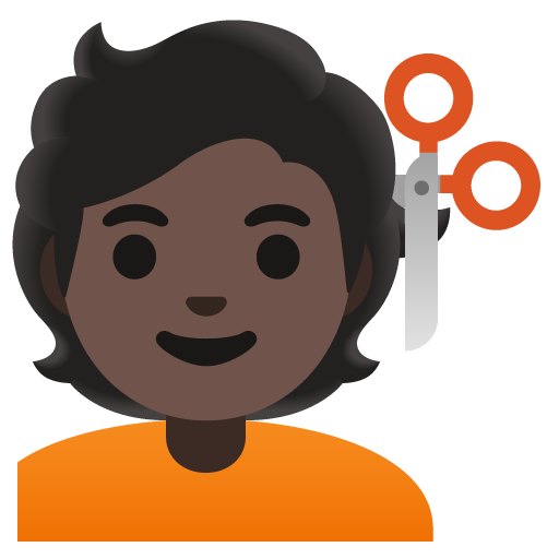 Person Getting Haircut: Dark Skin Tone, the previous design
