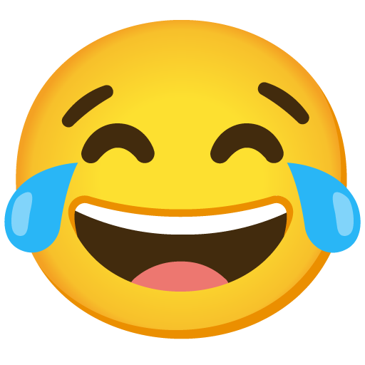 Face with Tears of Joy as drawn by Google in Android 11.0