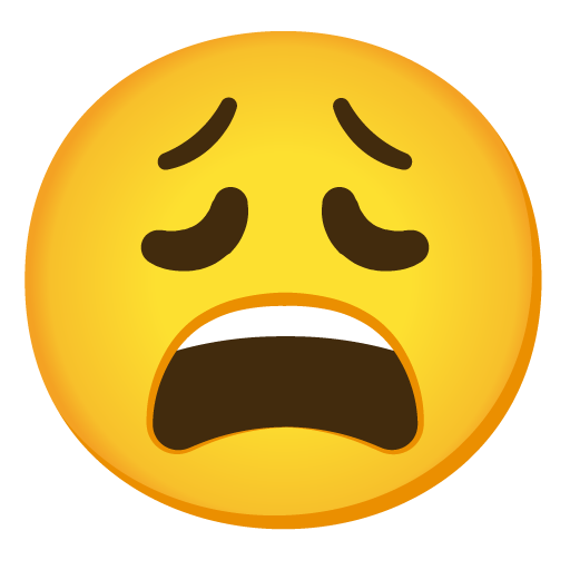 Weary Face as drawn by Google in Android 11.0