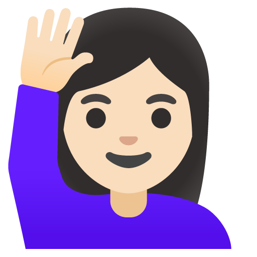 Woman Raising Hand: Light Skin Tone, the design in this release