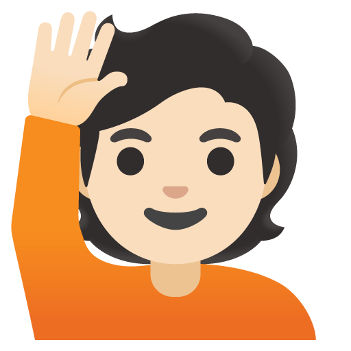 Person Raising Hand: Light Skin Tone, the design in this release