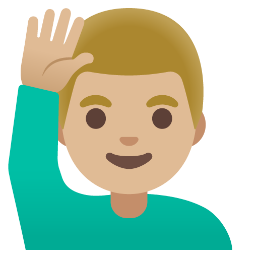 Man Raising Hand: Medium-Light Skin Tone, the design in this release