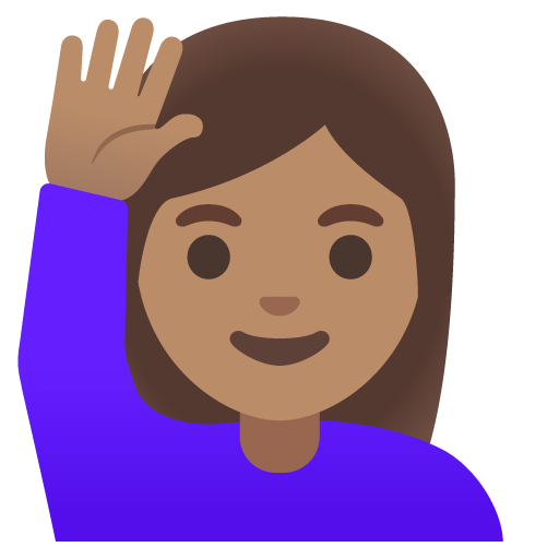 Woman Raising Hand: Medium Skin Tone, the design in this release