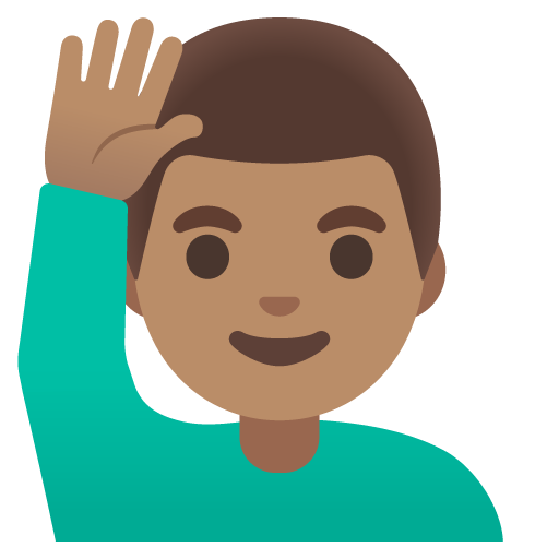 Man Raising Hand: Medium Skin Tone, the design in this release