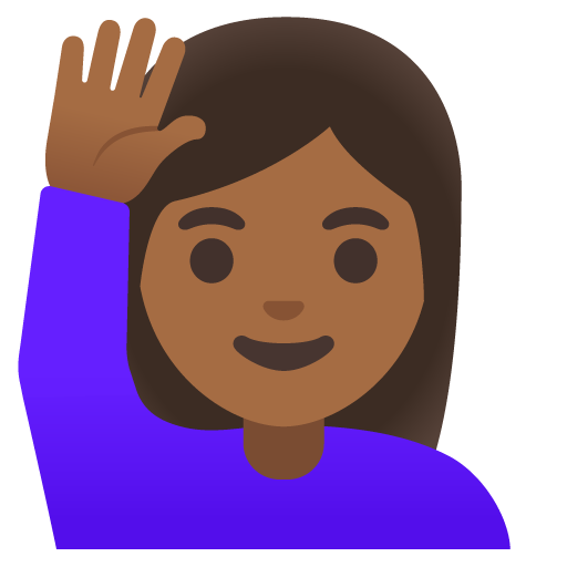 Woman Raising Hand: Medium-Dark Skin Tone, the design in this release