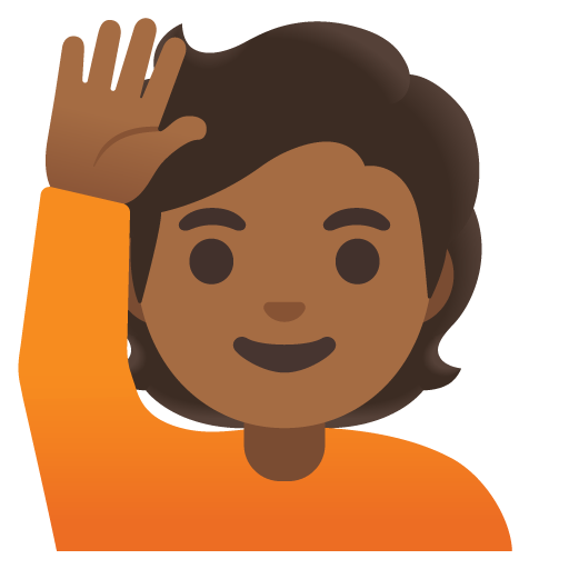 Person Raising Hand: Medium-Dark Skin Tone, the design in this release