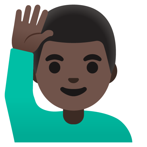 Man Raising Hand: Dark Skin Tone, the design in this release