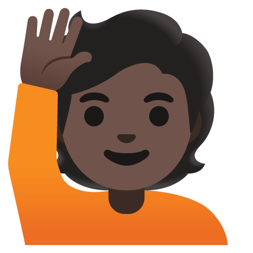 Person Raising Hand: Dark Skin Tone, the design in this release